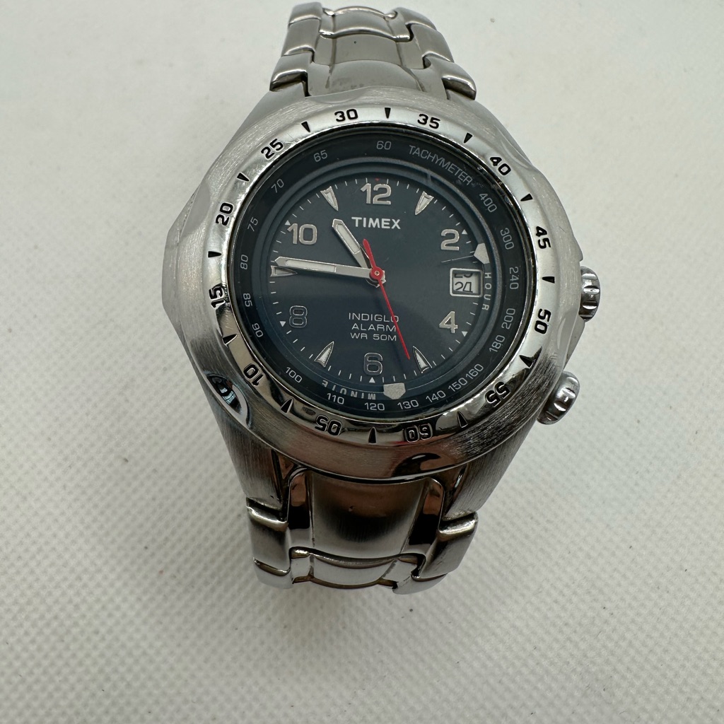 Timex Silver Chronograph With Black Dial